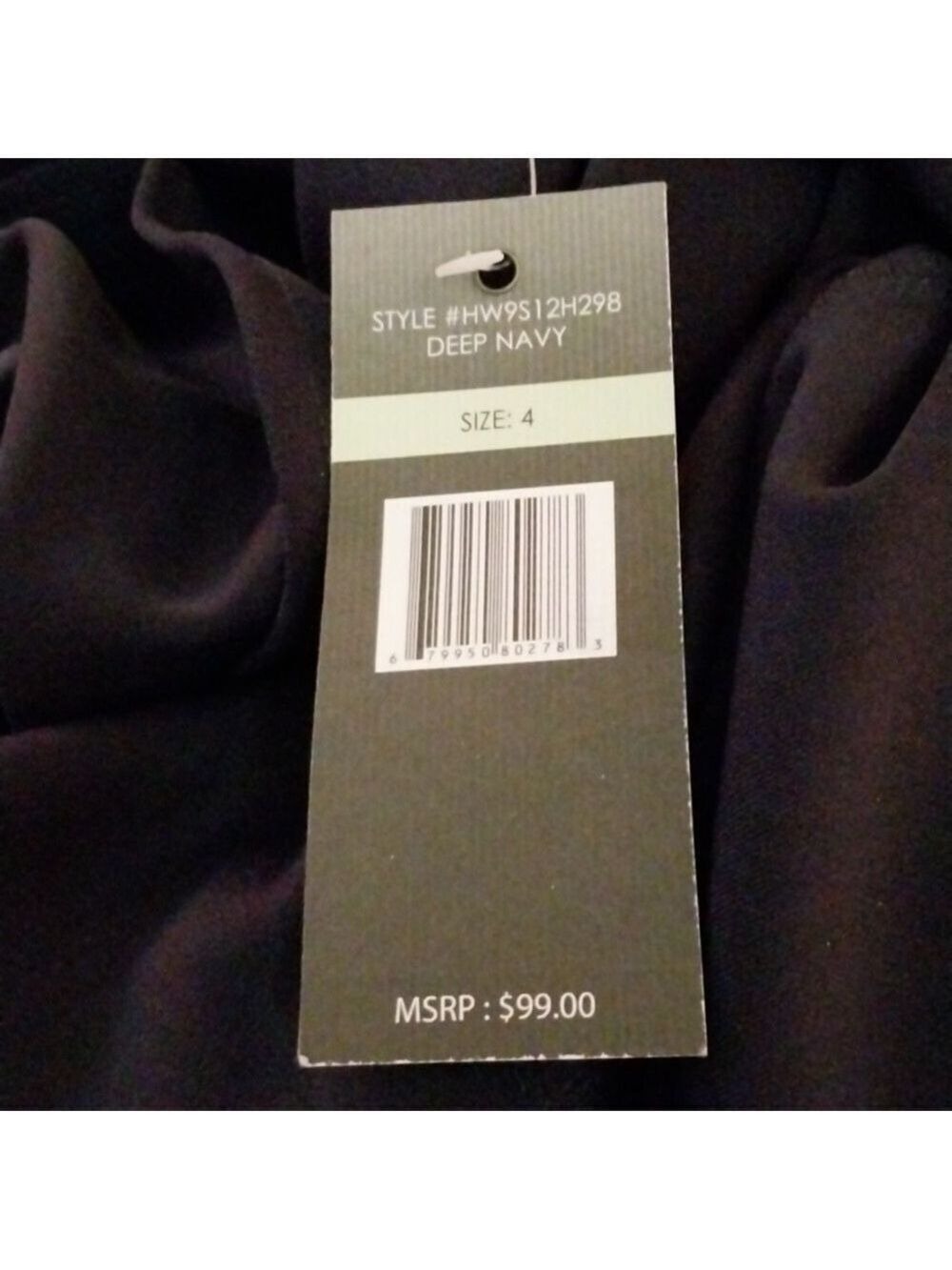 Sharagano Square Neck Flounce Deep Navy  Blue Midi Dress NWT Size 4 - Picture 12 of 13